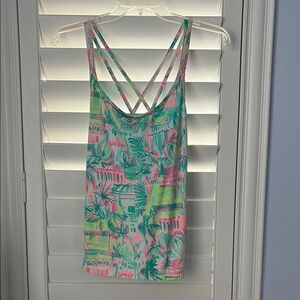 Lilly Pulitzer Luxletic Bra Tank with Pink and Green Accents
